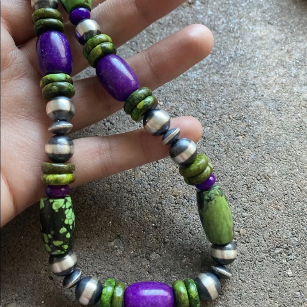 Sterling Silver Dyed Sugilite Turquoise W Pearls … - image 2